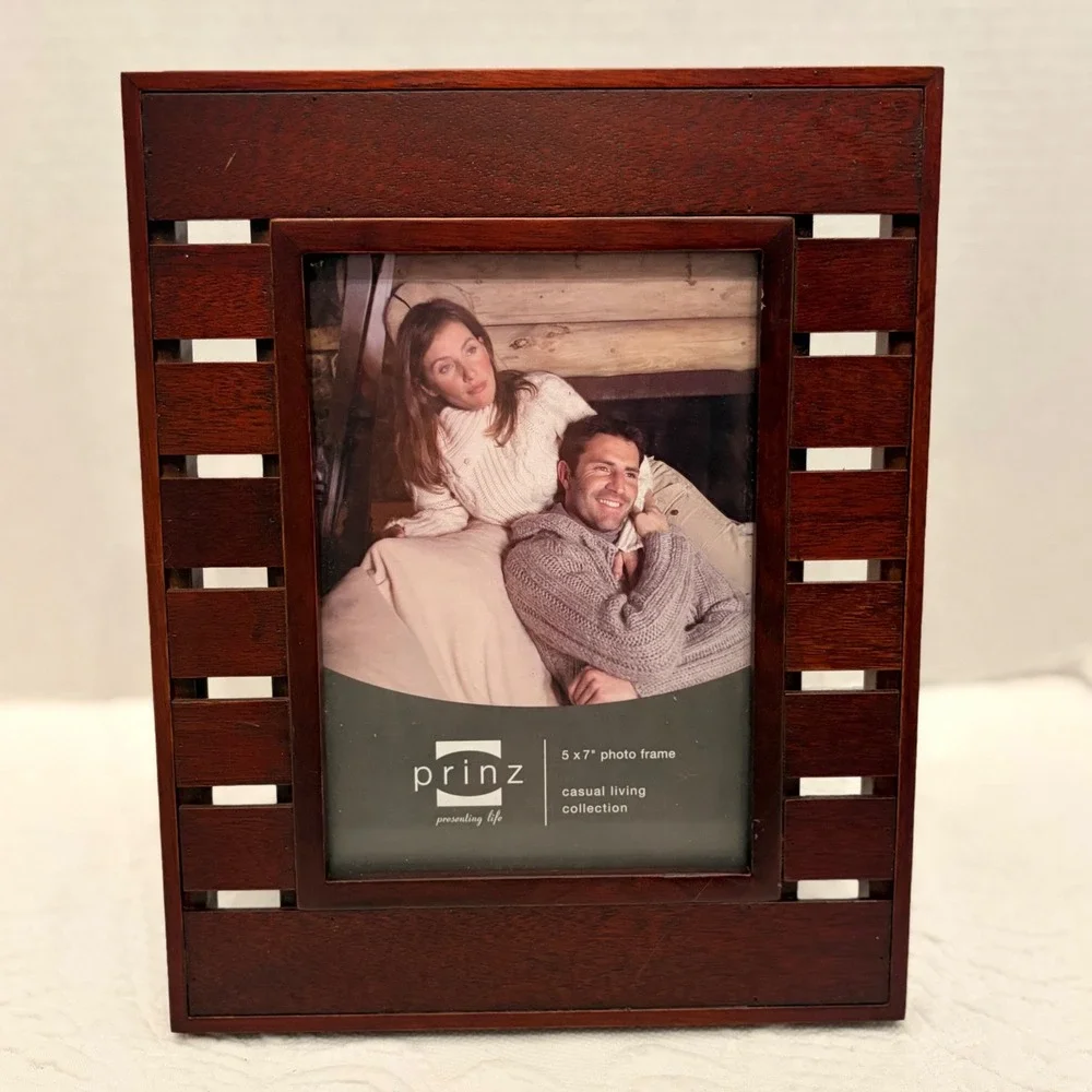 Mahogany Wood 5x7 Picture Frame Slatted Shutter Design Prinz Casual Living Brown